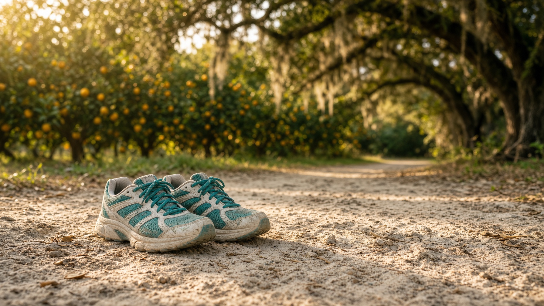 Walking shoes on a sandy Citrus County path